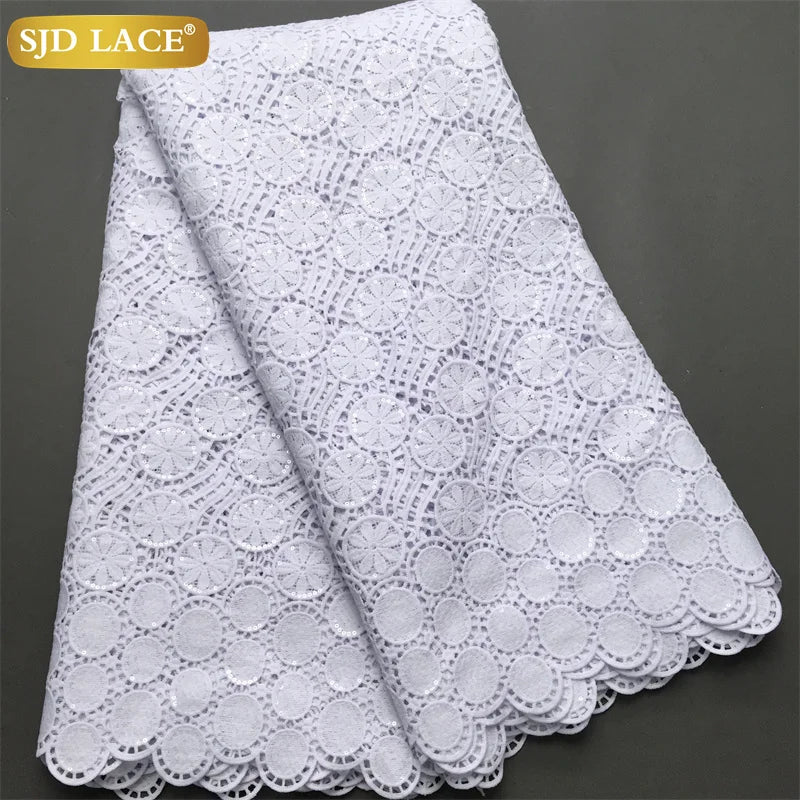SJD Lace African Sequins Guipure Lace Fabric Water Soluble