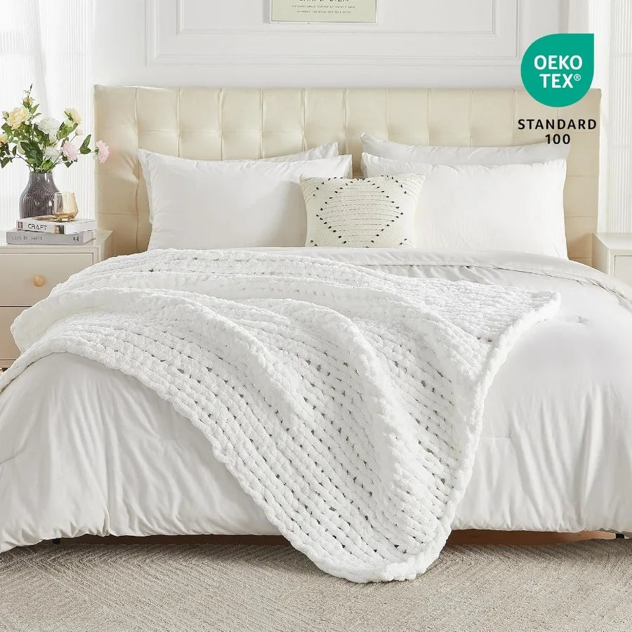 CN Guangdong Chunky Knit Throw Blanket Soft Chenille