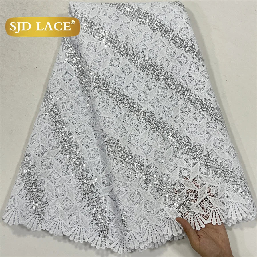 SJD Lace African Sequins Guipure Lace Fabric Water Soluble