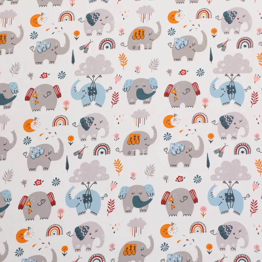 Syunss Cotton Fabric For Sewing Craft Elephant Tree Print