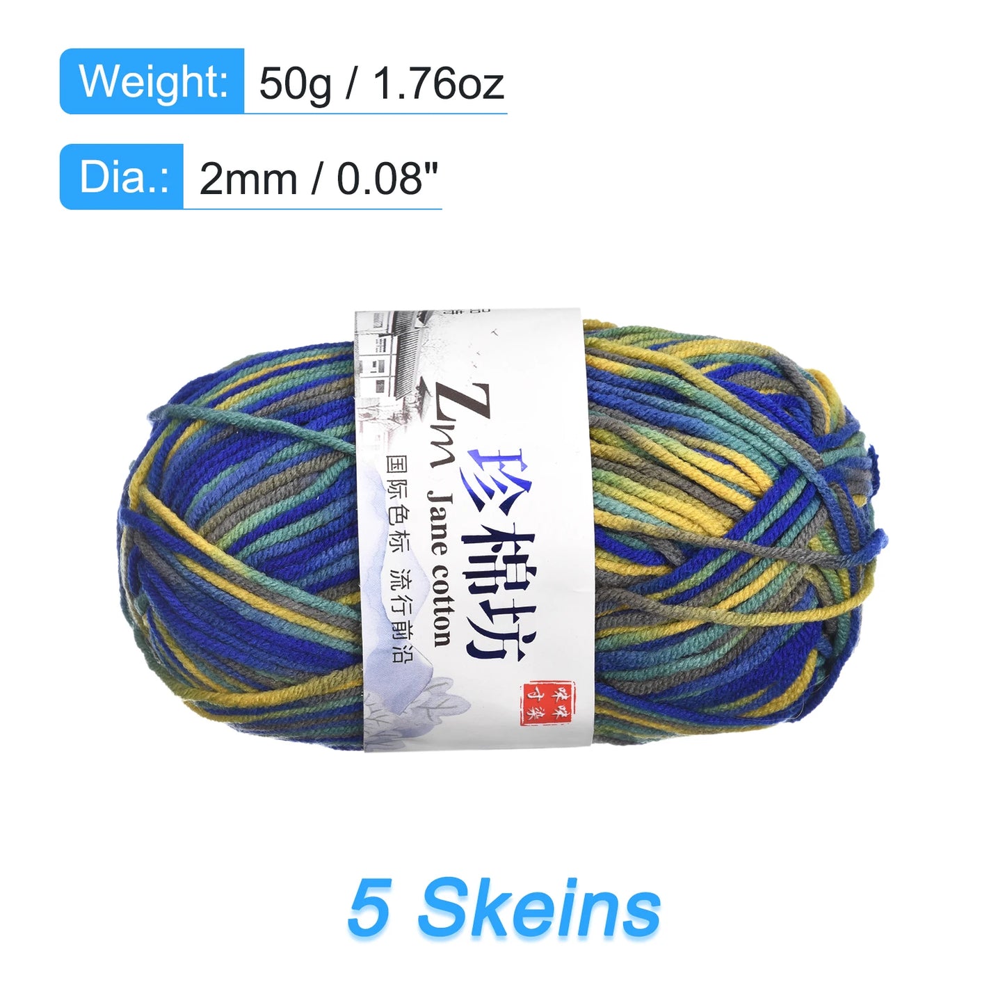 UXCELLCN Cotton Blend Yarn Five Pack For Crochet Projects
