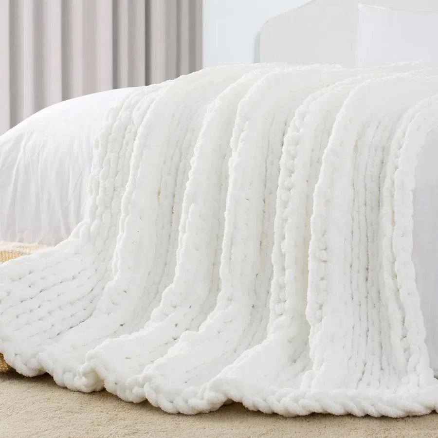 CN Guangdong Chunky Knit Throw Blanket Soft Chenille