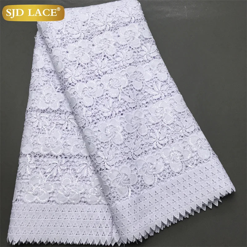 SJD Lace African Sequins Guipure Lace Fabric Water Soluble