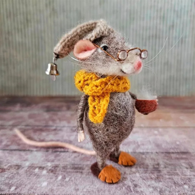 PotdemielCN Plush Needle Felted Mouse Toys Christmas