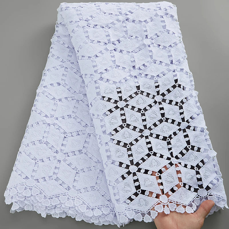 SJD Lace African Sequins Guipure Lace Fabric Water Soluble