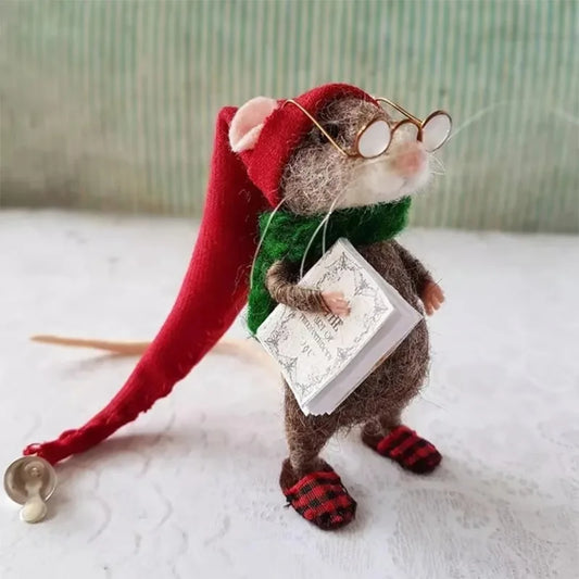 PotdemielCN Cute Plush Needle Felted Mouse Toys Christmas