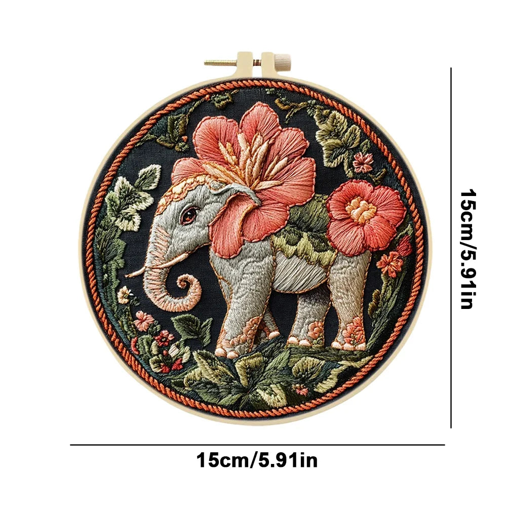 Alloet Tiger Stamped Cross Stitch Kit With Hoop Thread
