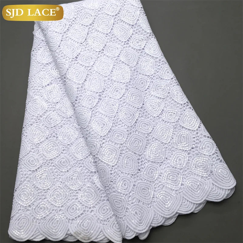 SJD Lace African Sequins Guipure Lace Fabric Water Soluble