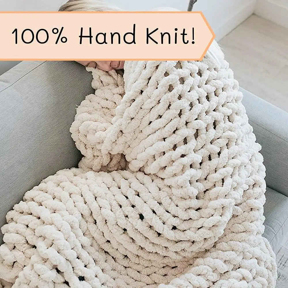 DUTRIEUX Extra Chunky Knit Blanket Cozy Throw Chenille Yarn