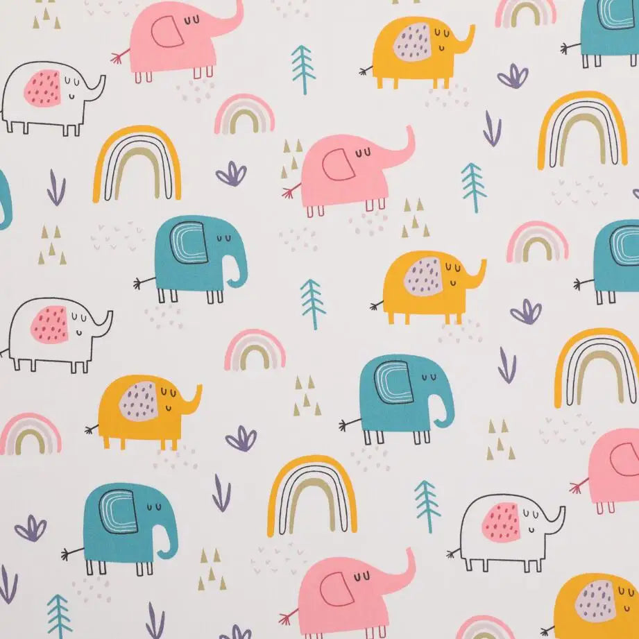 Syunss Cotton Fabric For Sewing Craft Elephant Tree Print