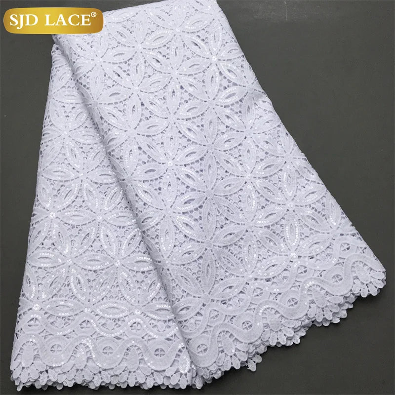 SJD Lace African Sequins Guipure Lace Fabric Water Soluble