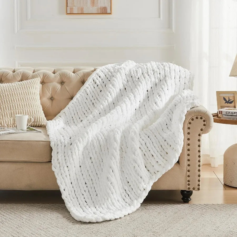 CN Guangdong Chunky Knit Throw Blanket Soft Chenille