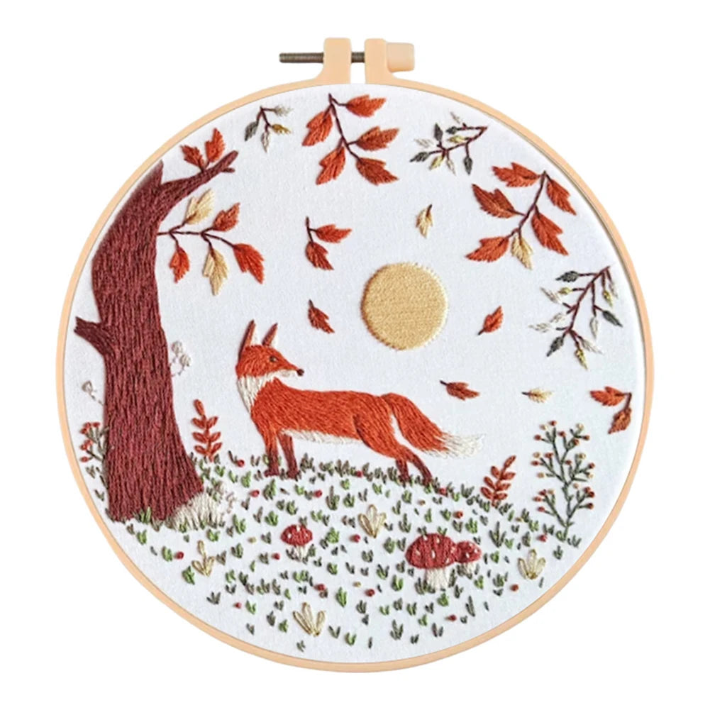 Alloet Embroidery Kit Cute Animal Pattern Cotton Threads