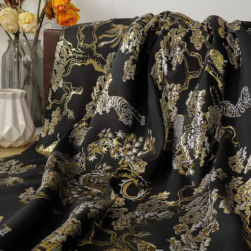Jiangsu Dragon Tiger Jacquard Brocade Fabric For DIY Crafts