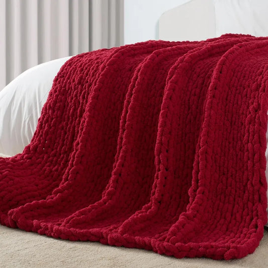 Guangdong Handcrafted Chunky Knit Throw Blanket Chenille
