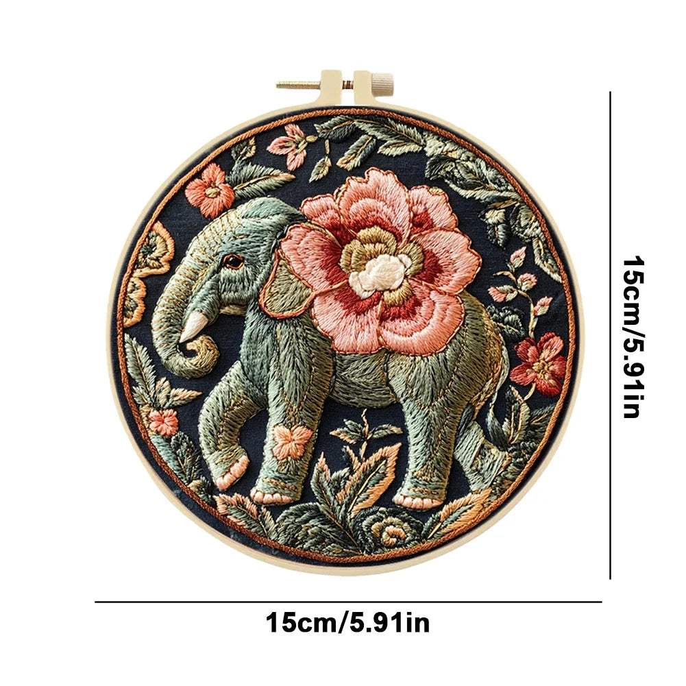 Alloet Tiger Stamped Cross Stitch Kit With Hoop Thread
