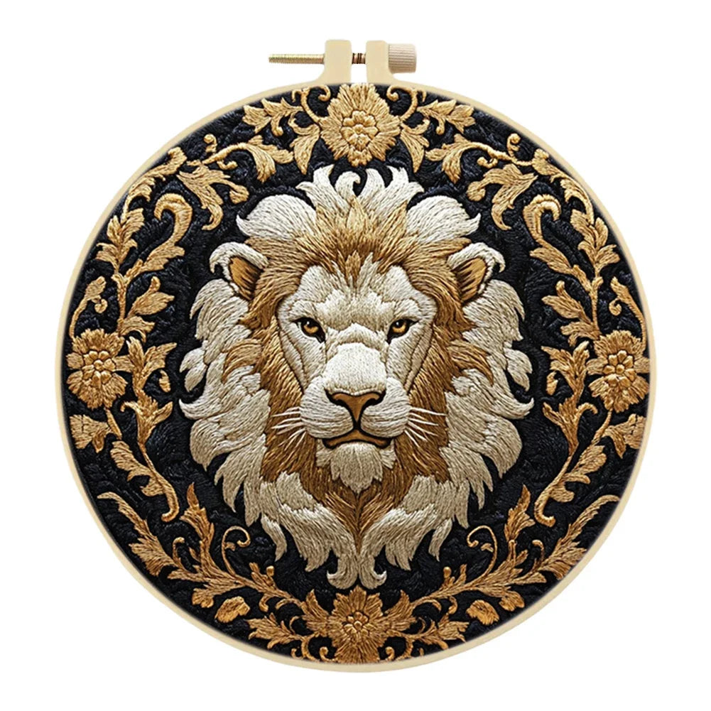 Alloet Tiger Stamped Cross Stitch Kit With Hoop Thread
