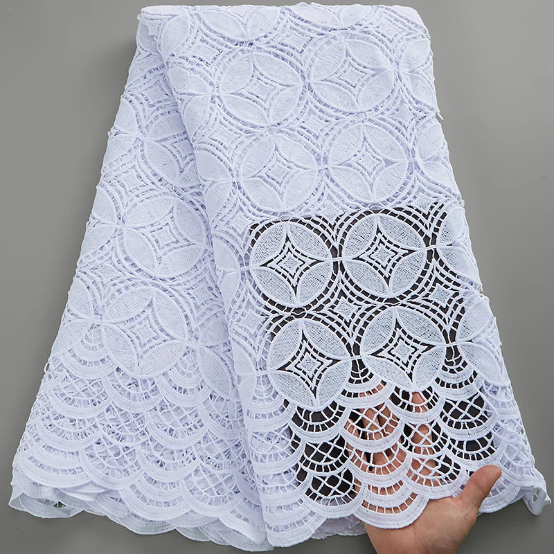SJD Lace African Sequins Guipure Lace Fabric Water Soluble