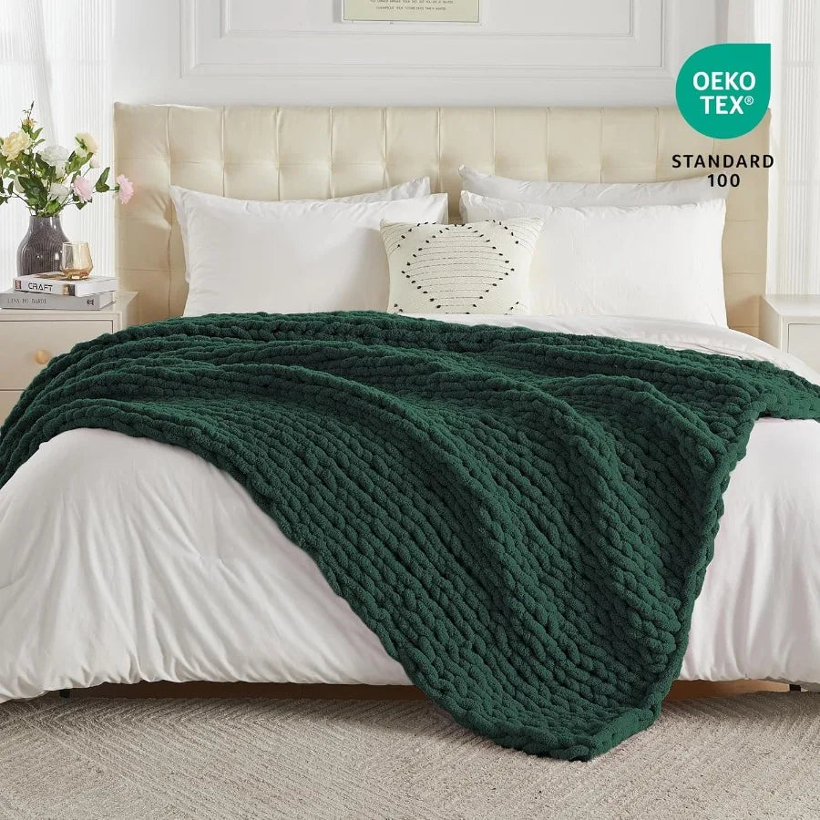 Guangdong CN Chunky Knit Throw Blanket Handcrafted Chenille