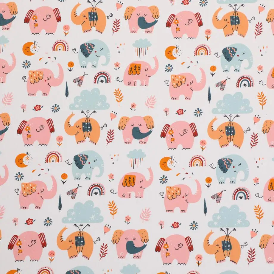 Syunss Cotton Fabric For Sewing Craft Elephant Tree Print