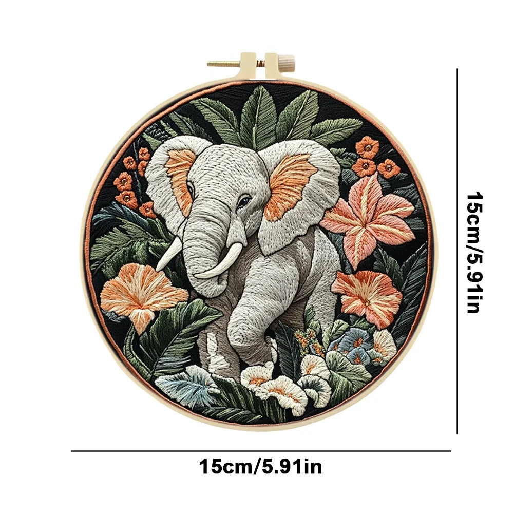 Alloet Tiger Stamped Cross Stitch Kit With Hoop Thread