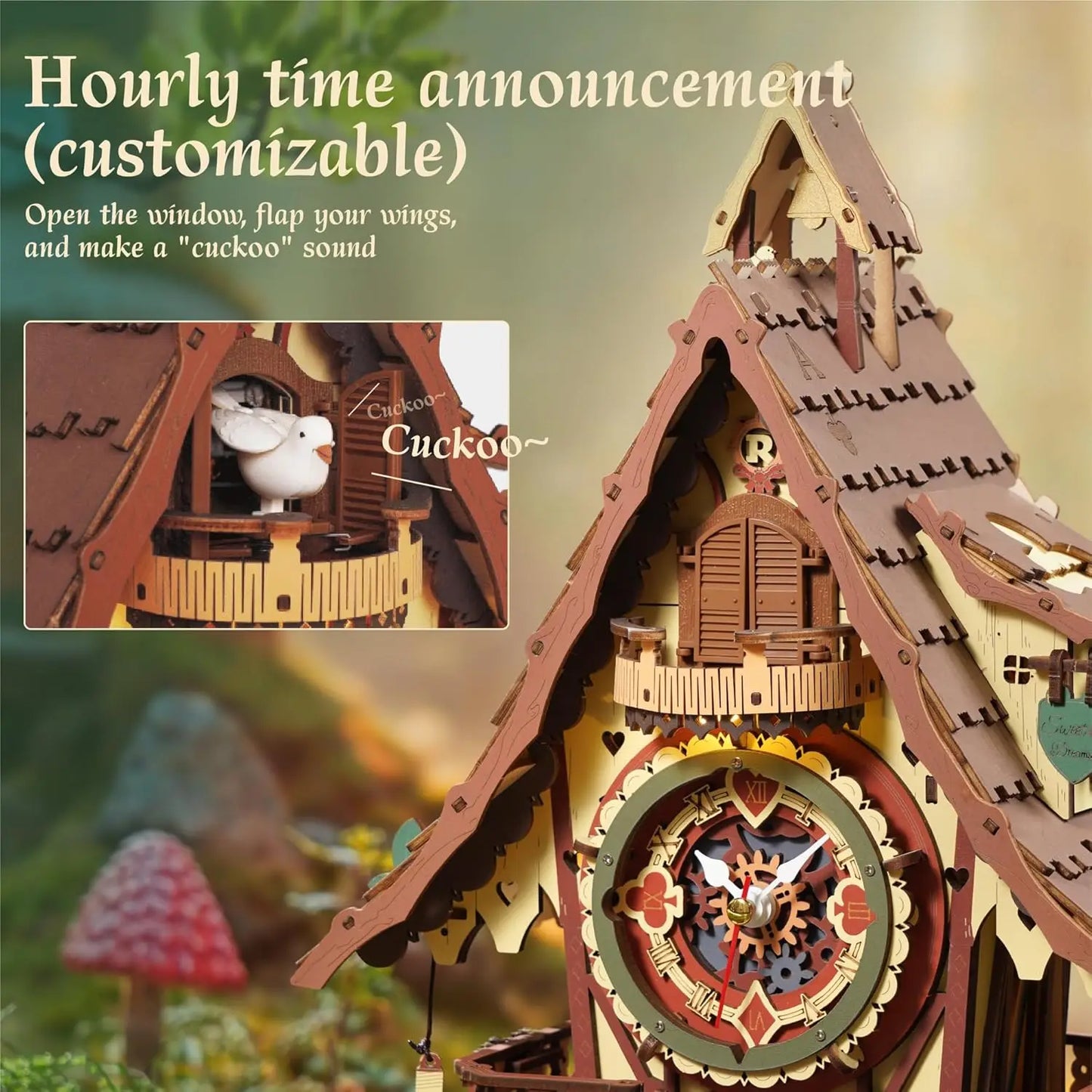 Robotime Cuckoo Clock 3D Puzzle Kit With Working Bird