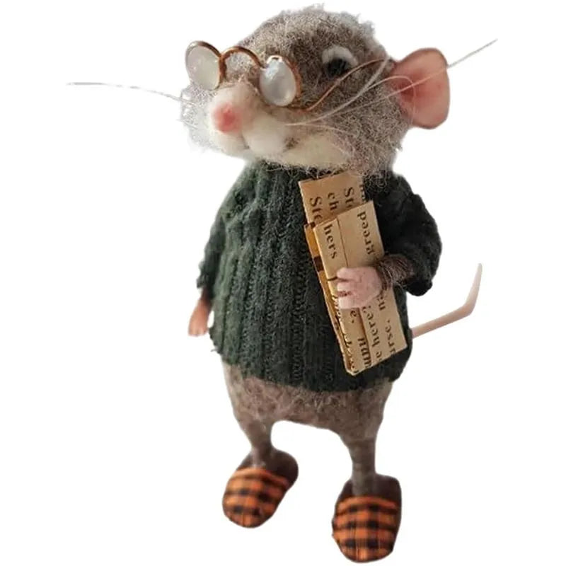 PotdemielCN Cute Plush Needle Felted Mouse Toys Christmas