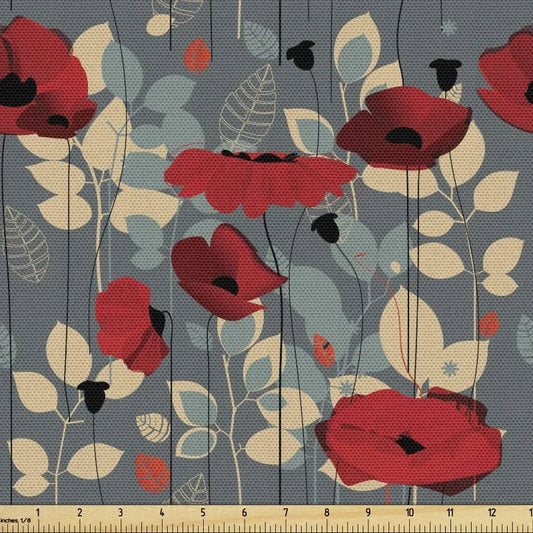 The Yard Poppy Flower Water Resistant Fabric Abstract