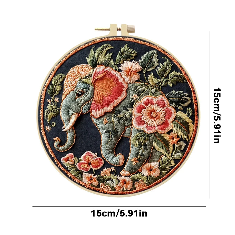 Alloet Tiger Stamped Cross Stitch Kit With Hoop Thread