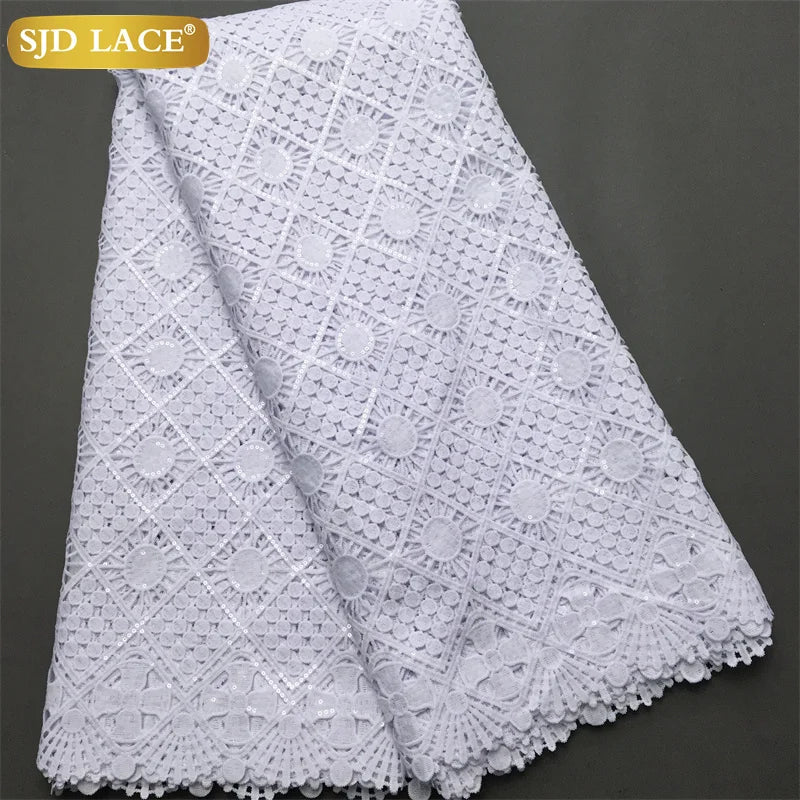 SJD Lace African Sequins Guipure Lace Fabric Water Soluble