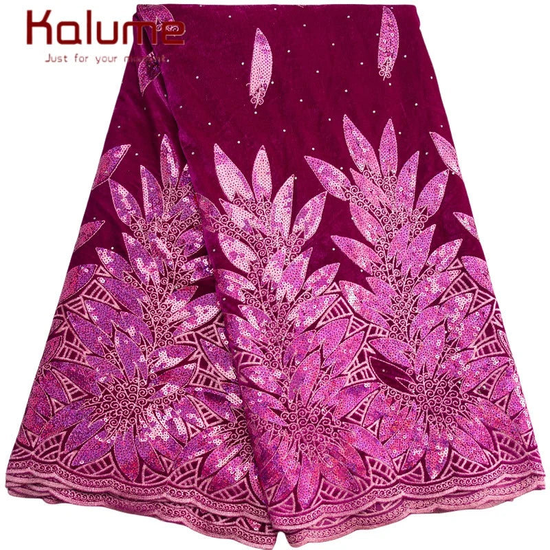 Kalume African Tulle Lace Fabric Sequins For Party Sewing