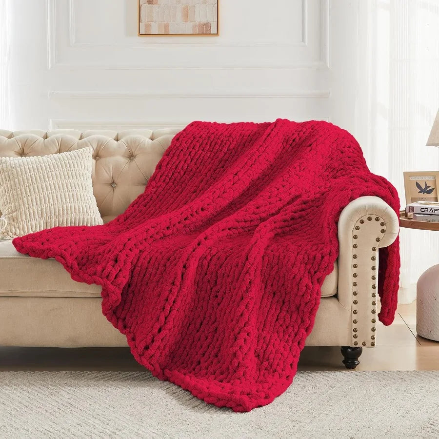 Guangdong Handcrafted Chunky Knit Throw Blanket Chenille