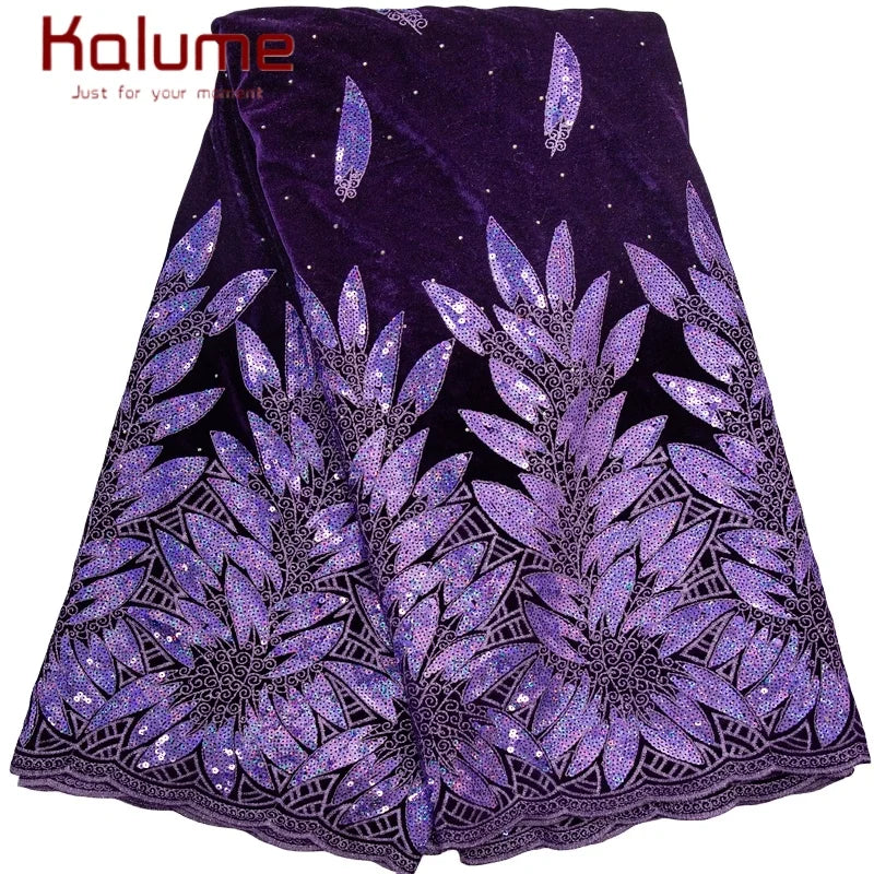Kalume African Tulle Lace Fabric Sequins For Party Sewing