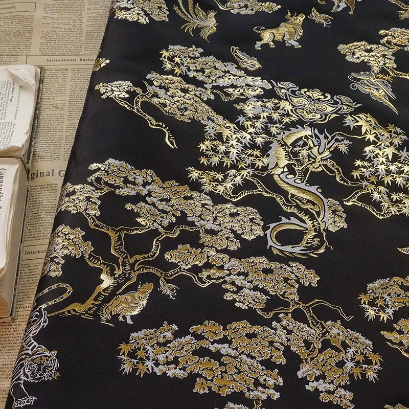 Jiangsu Dragon Tiger Jacquard Brocade Fabric For DIY Crafts
