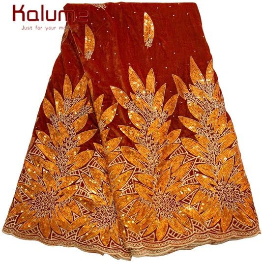Kalume African Tulle Lace Fabric Sequins For Party Sewing