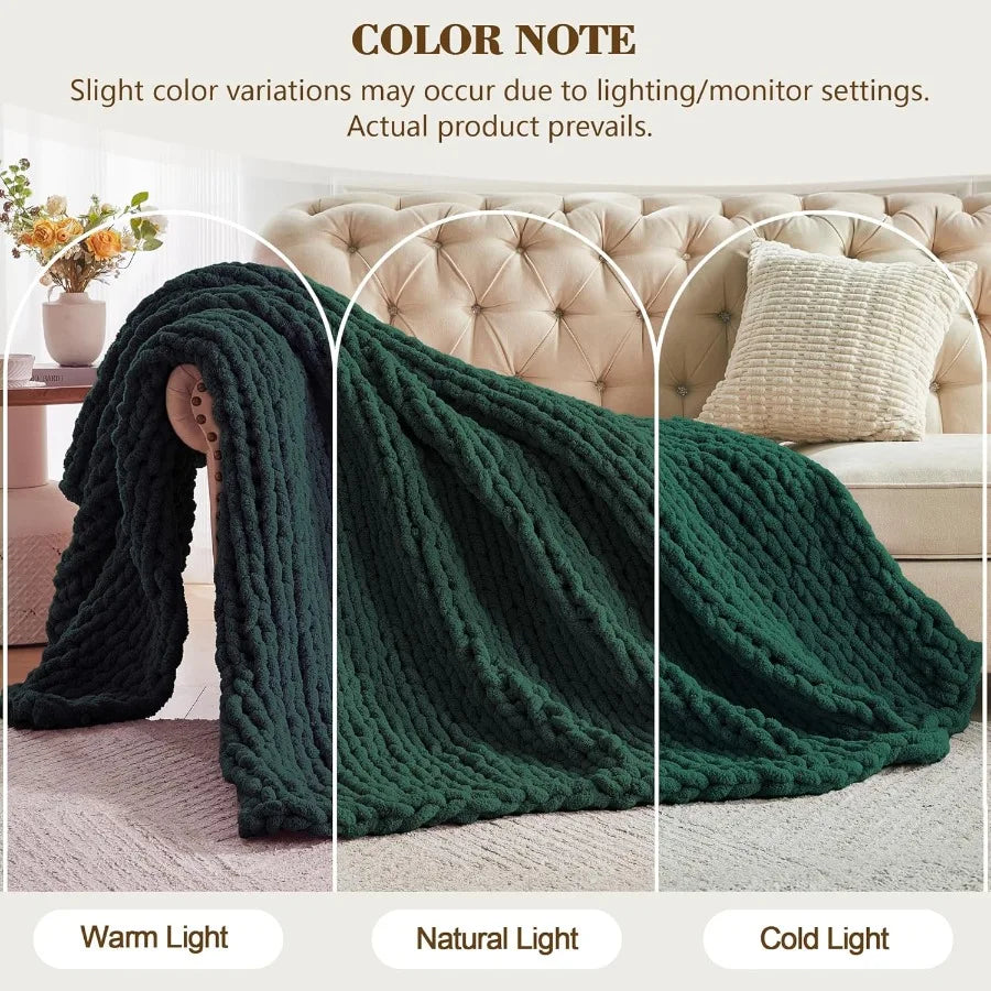 Guangdong CN Chunky Knit Throw Blanket Handcrafted Chenille