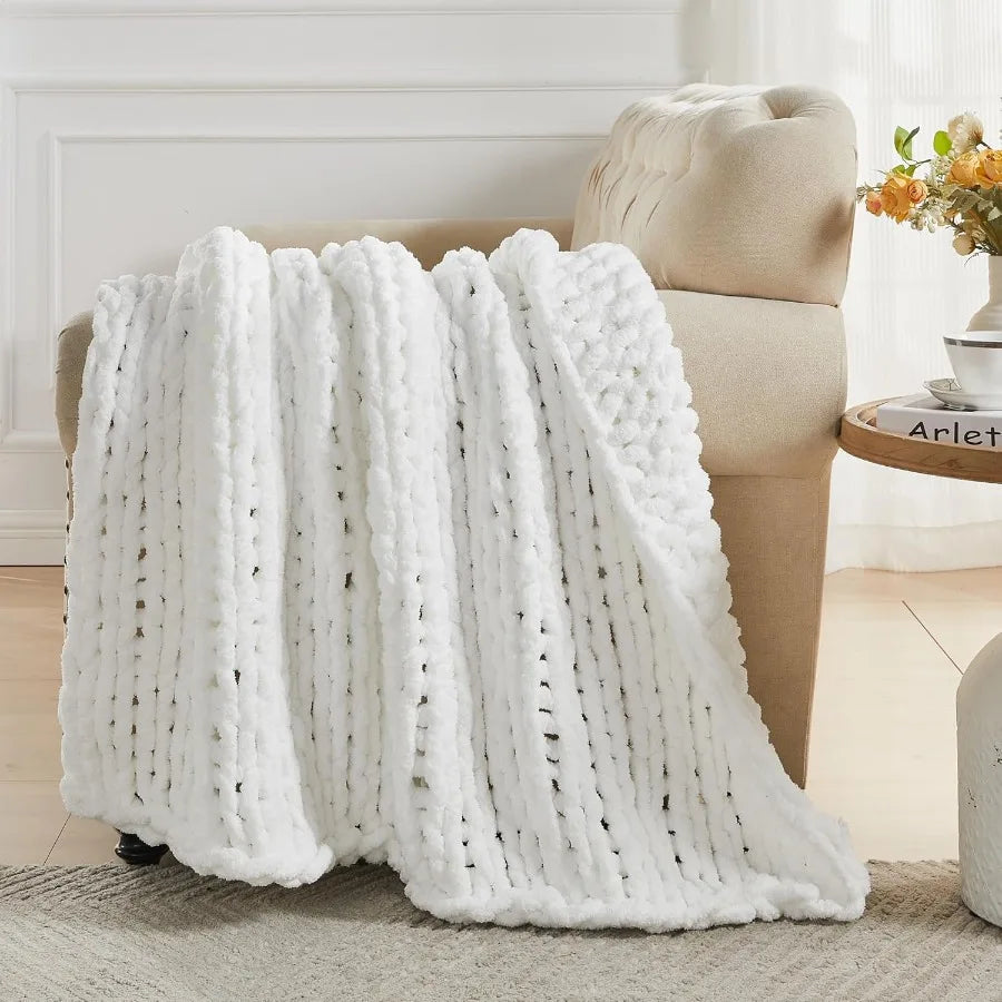 CN Guangdong Chunky Knit Throw Blanket Soft Chenille