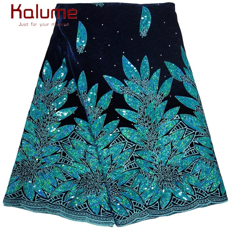 Kalume African Tulle Lace Fabric Sequins For Party Sewing