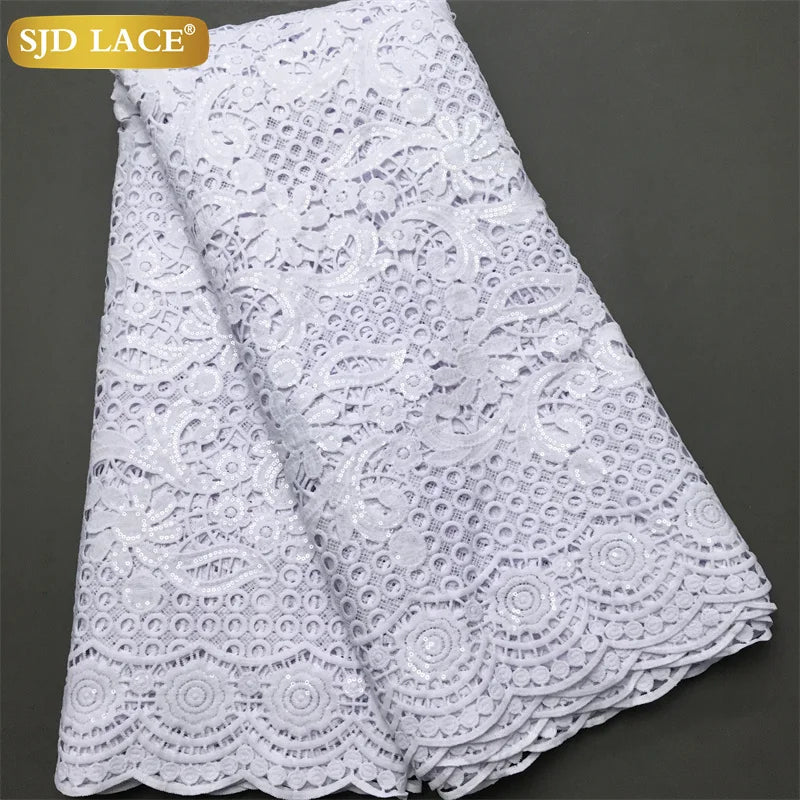 SJD Lace African Sequins Guipure Lace Fabric Water Soluble