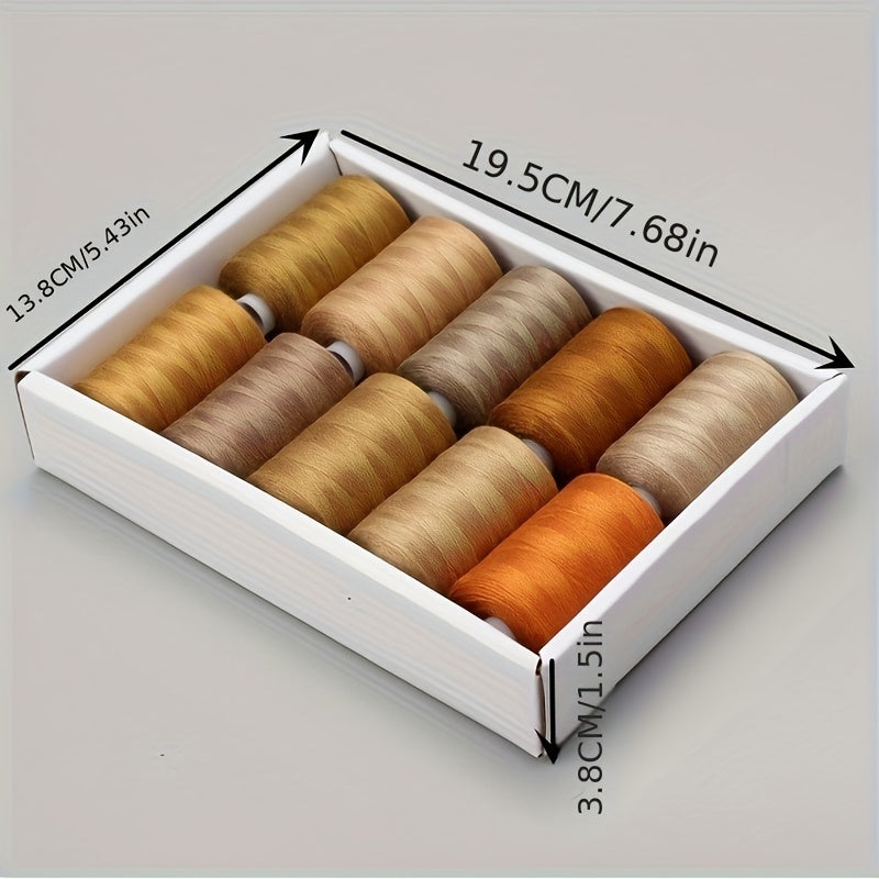 10 Rolls Set 1000 Yards Polyester Sewing Thread Quilting