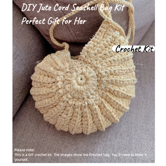 Seashell Crochet Bag Kit With Jute Cord Hook Boho Crossbody