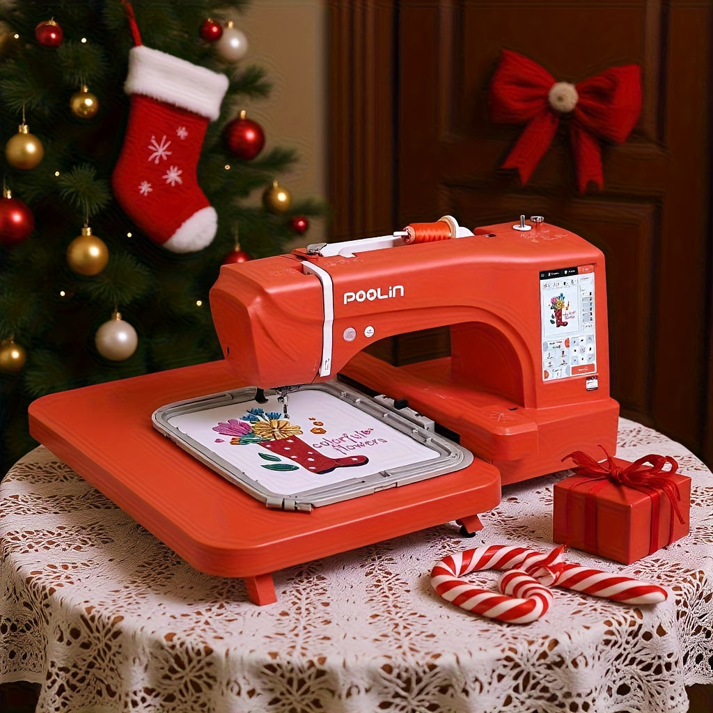 POOLIN Computerized Embroidery Machine with LCD Touchscreen