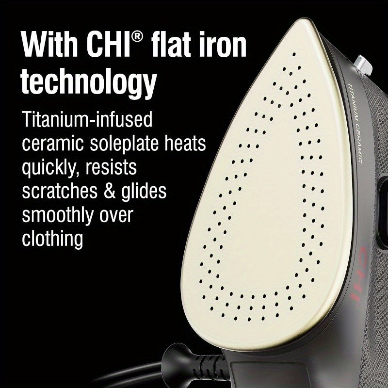 1000W XL Portable Mini Steam Iron with Titanium Ceramic Soleplate, 3-Way Auto Shut-Off, 10 Cord, Digital Display & Adjustable Temperature Control - Compact Travel Design for Clothes, Sewing, Crafting - Black, Portable Steam I