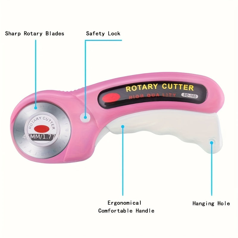 Rotary Cutter With Extra Blades For Fabric And Quilting