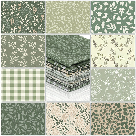 OUTUS Precut Quilting Fabric Geometric Leaf Pattern
