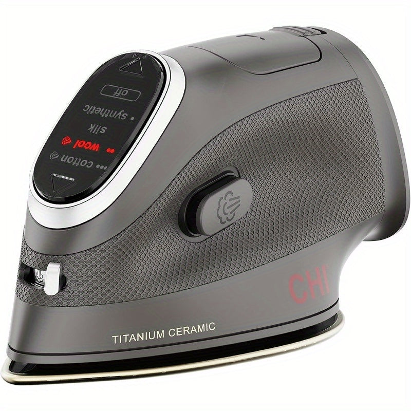 1000W XL Portable Mini Steam Iron with Titanium Ceramic Soleplate, 3-Way Auto Shut-Off, 10 Cord, Digital Display & Adjustable Temperature Control - Compact Travel Design for Clothes, Sewing, Crafting - Black, Portable Steam I
