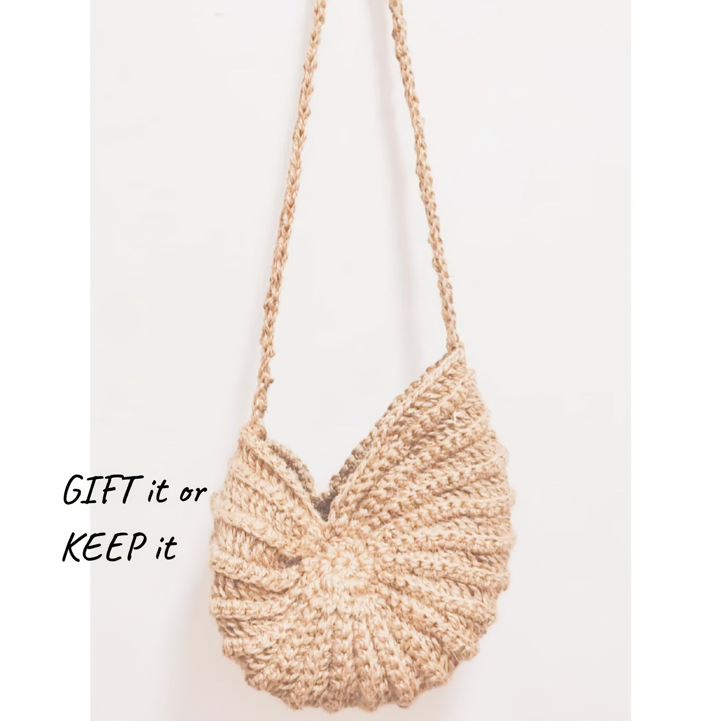 Seashell Crochet Bag Kit With Jute Cord Hook Boho Crossbody
