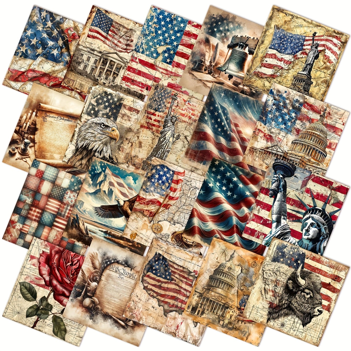 Patelai Patriotic Quilt Fabric Squares American Flag