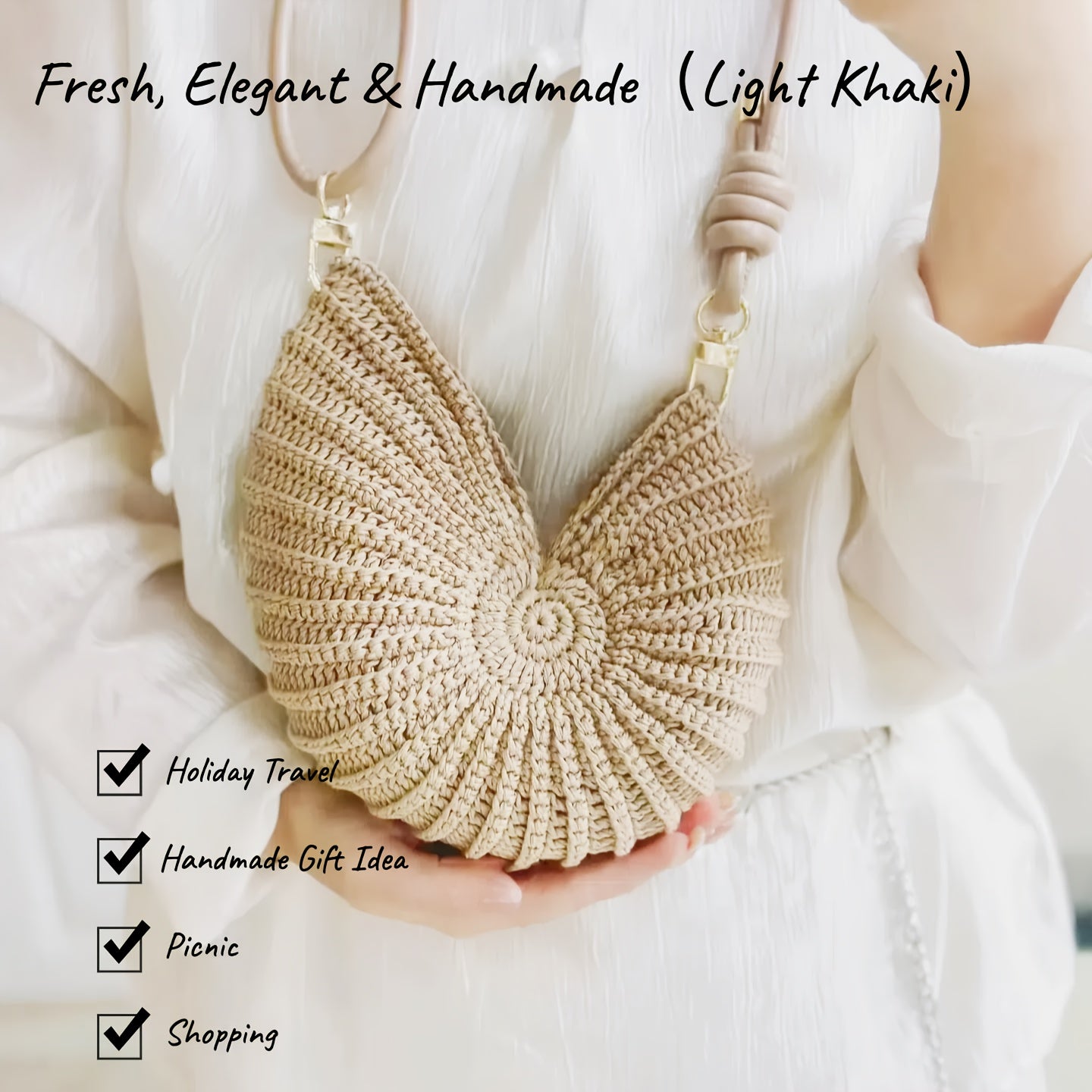 Seashell Crochet Bag Kit With Jute Cord Hook Boho Crossbody