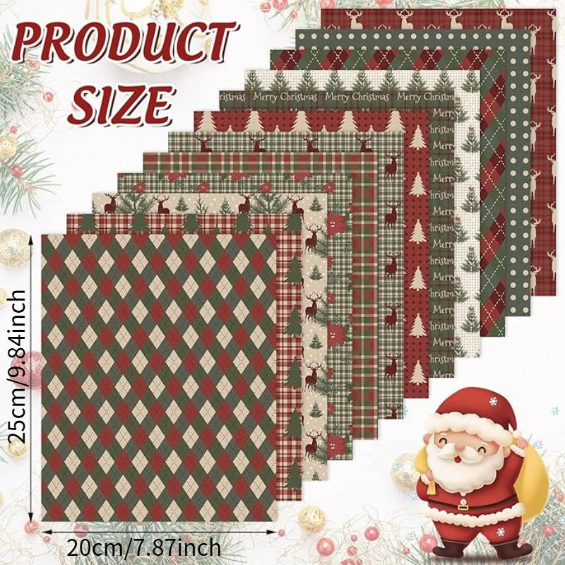 Christmas Patchwork Fabric Strips Set 10pcs For DIY Crafts
